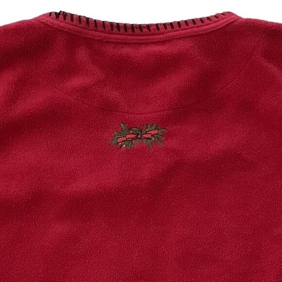 Vintage Cathy Daniels Christmas Kitty Cat Fleece Pullover Red Size Large - Picture 3 of 7